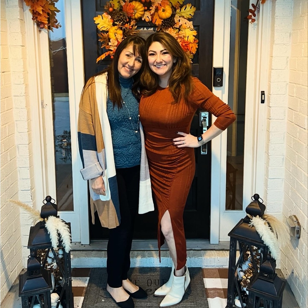 Revolve brick sweater dress with slit